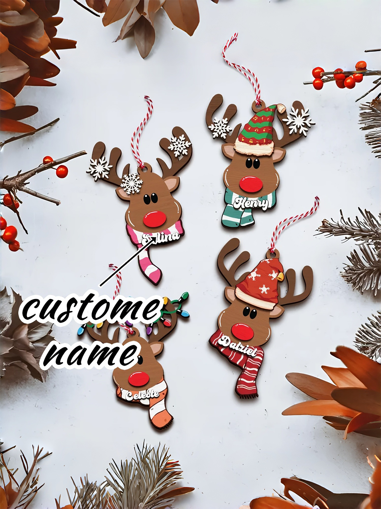 Custom Acrylic Reindeer Ornament